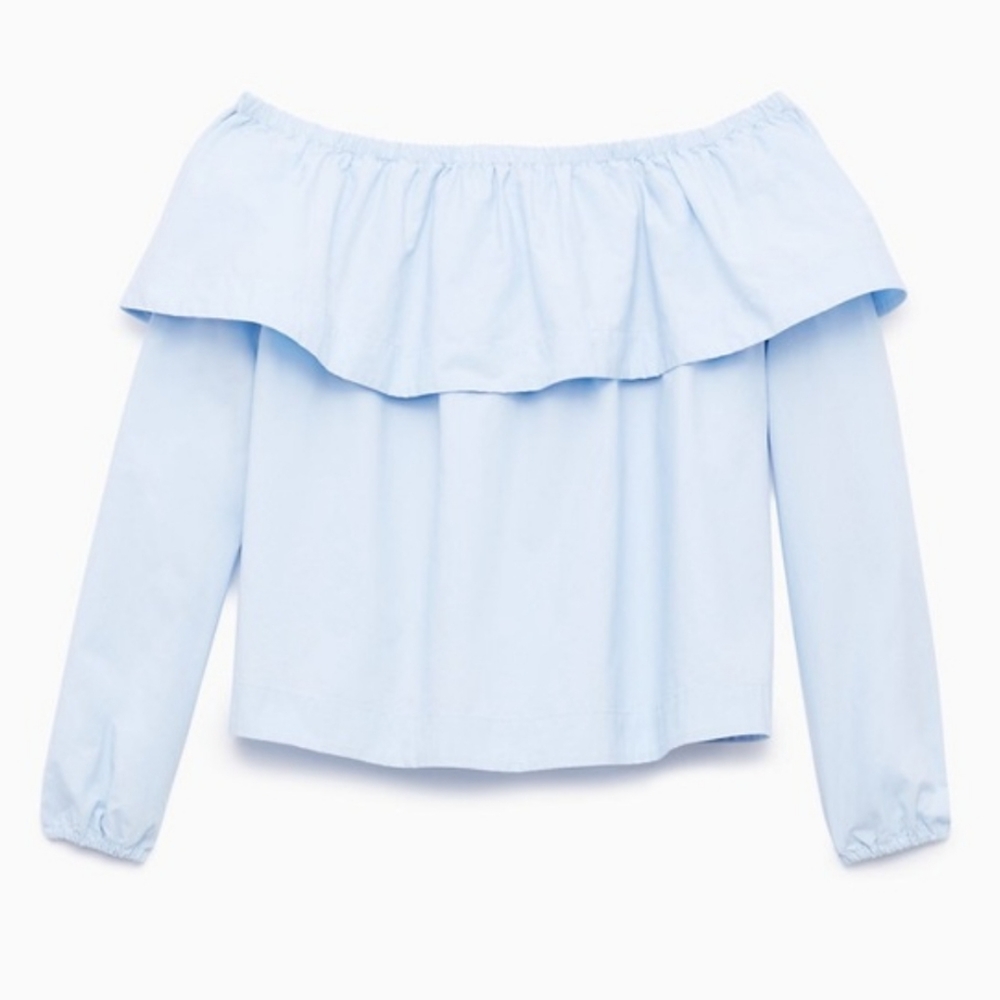 Aritzia Wilfred Blue Off The Shoulder Top